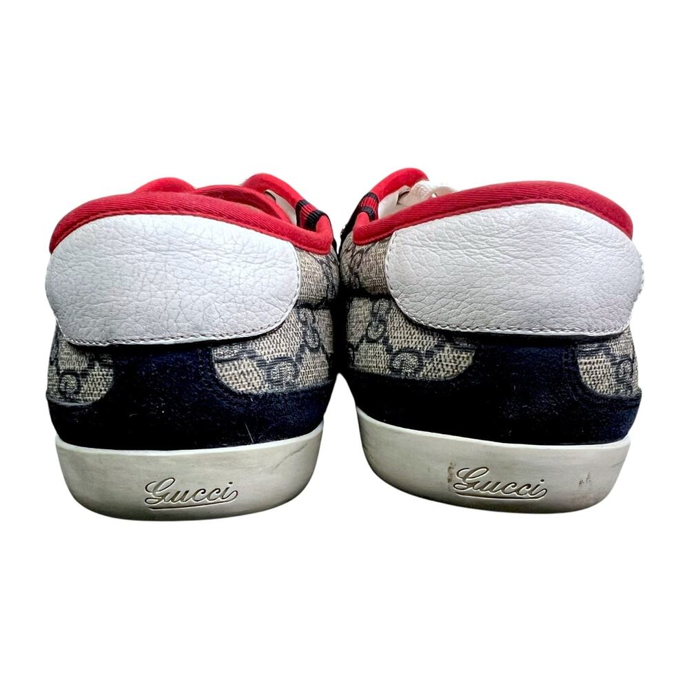 Gucci BeigeBlue GG Supreme Men's US 9 Canvas & Suede Shoes Low Top Sneakers - Picture 4 of 8